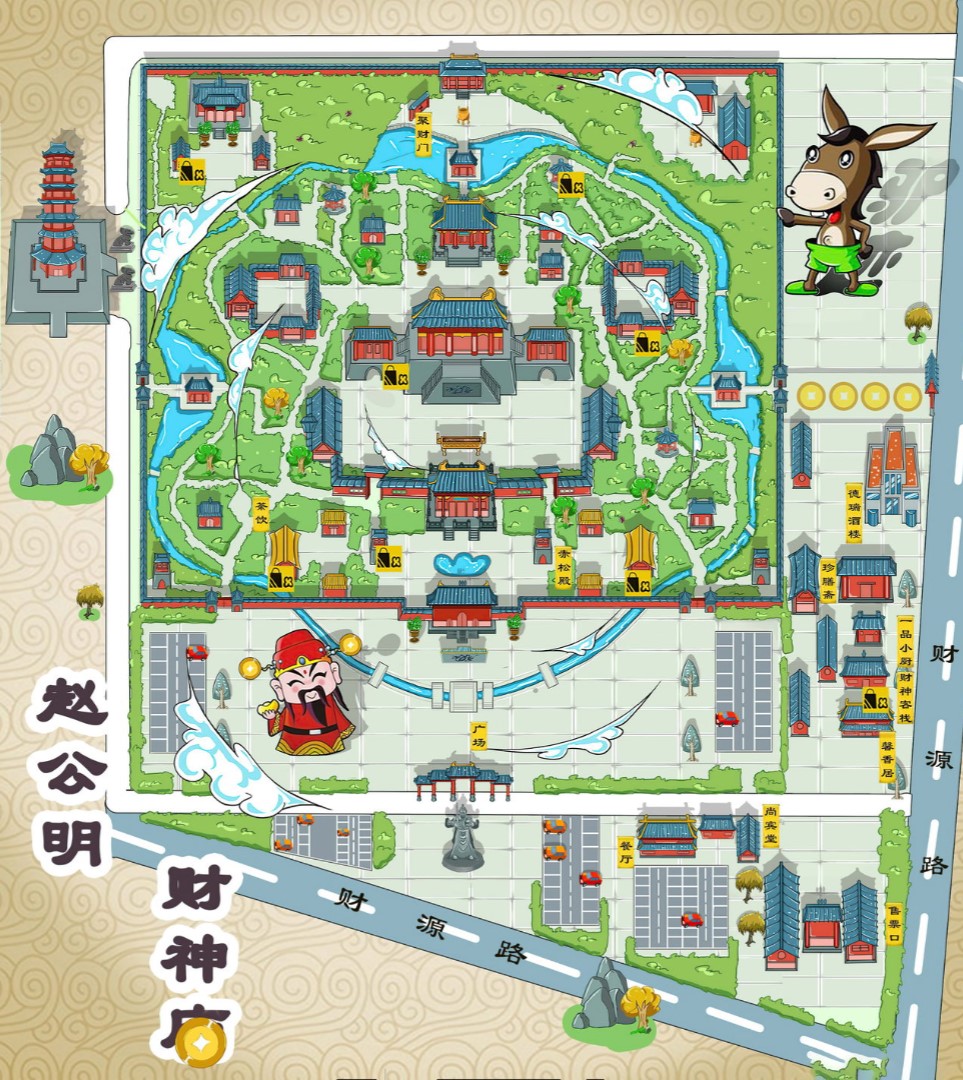 咸丰寺庙类手绘地图